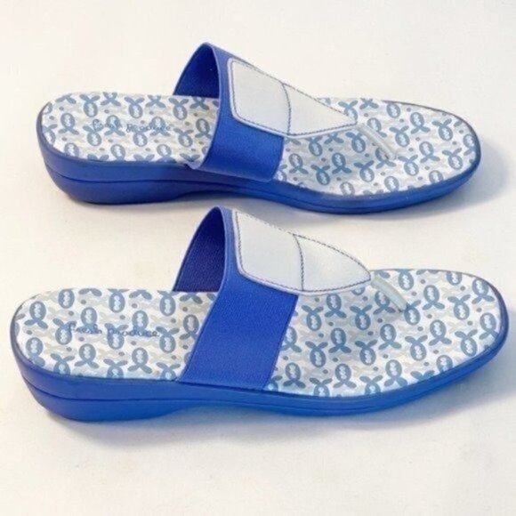 Fresh Produce Periwinkle Blue Fishy Thong Sandals shoes size 9 Flip flops - Picture 5 of 12